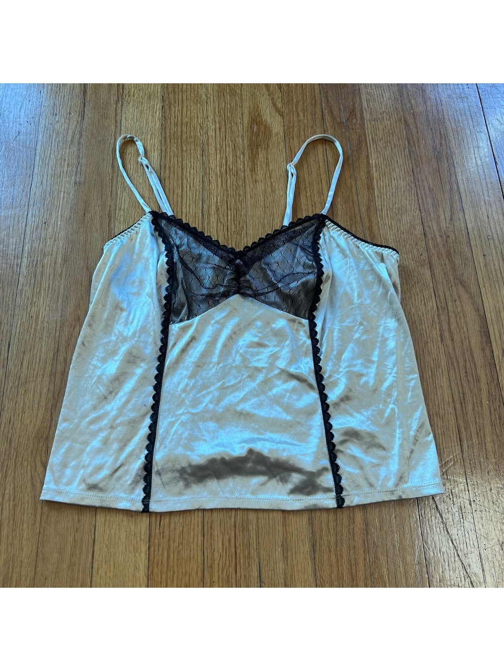 Vintage y2k lace gold babydoll going out tank top